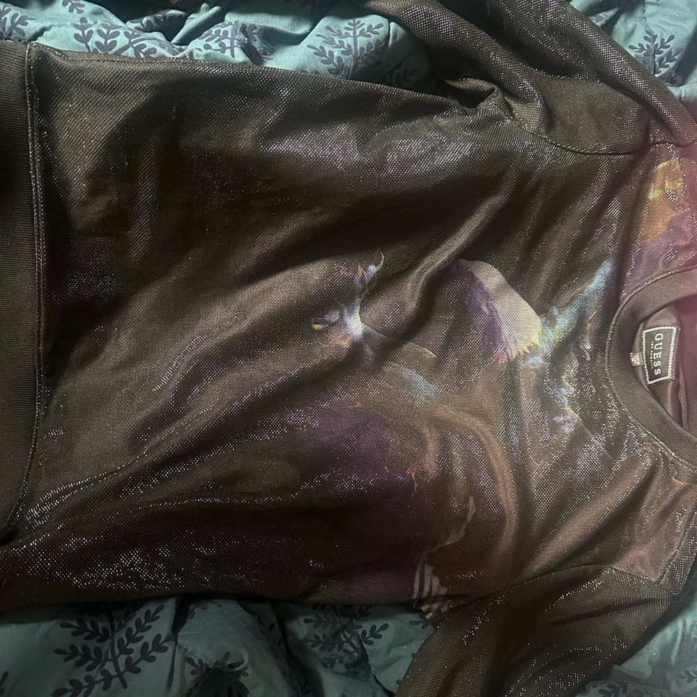 Guess Black and Purple Graphic Sweatshirt